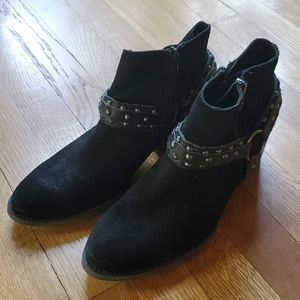 Black leather booties